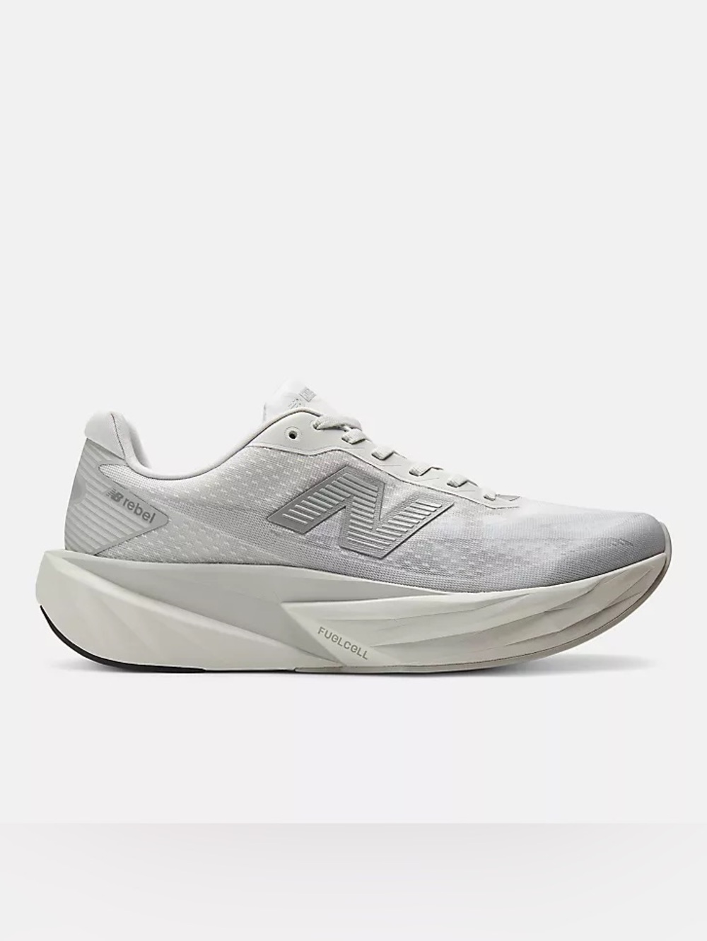 New Balance Rebelv5 White/Light Gray FuelCell Running Shoe Grey Days